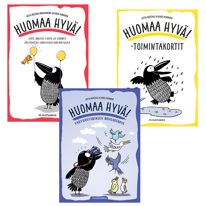 Huomaa hyvä! -kirja, -toimintakortit ja Vahvuusvariksen bongausopas