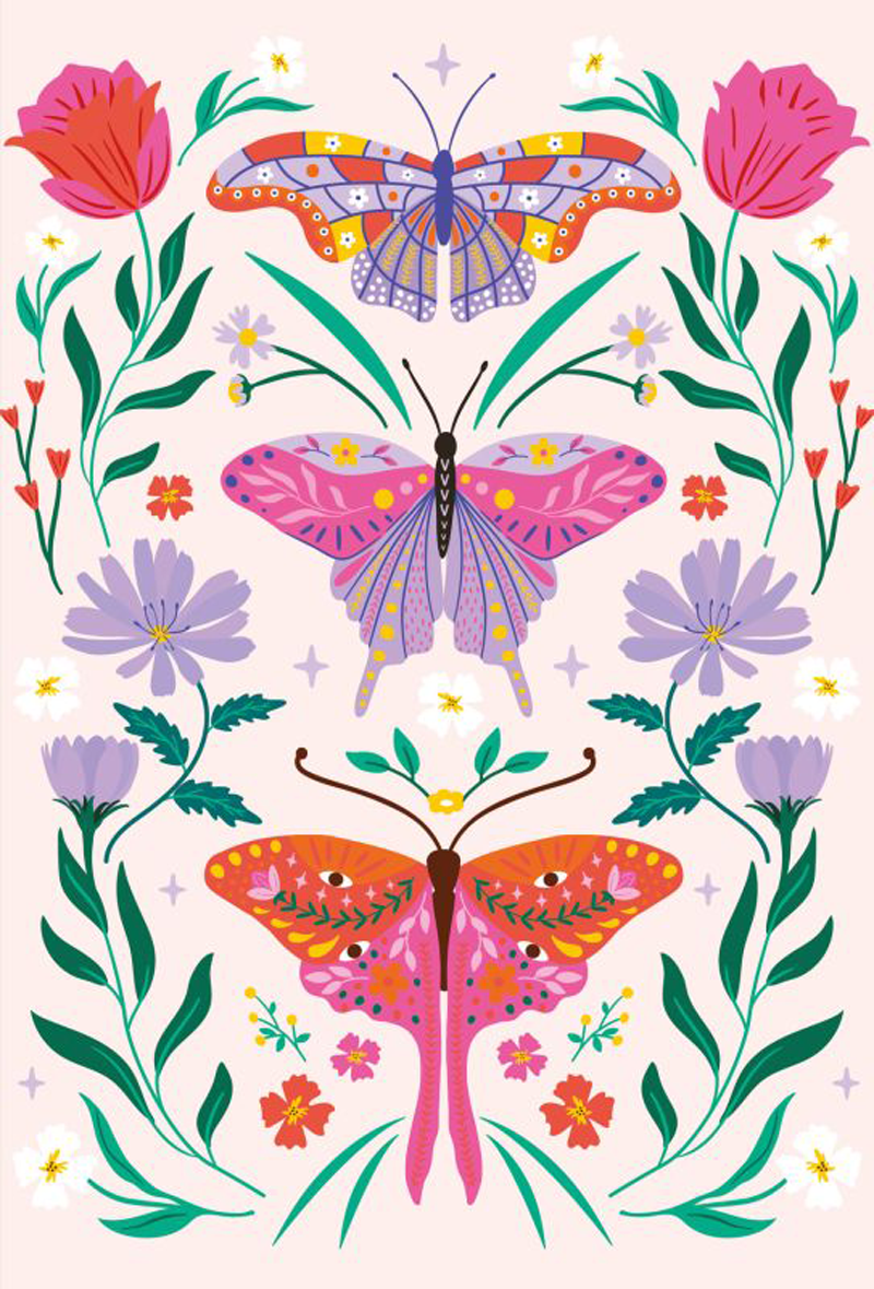 Muistikirja Perhoset ja kukat